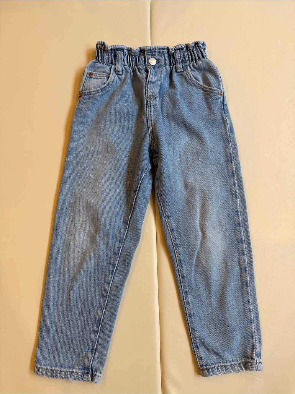 Zara Girls Kids Elastic-Waist Light Blue Denim Jeans - Picture 3 of 4